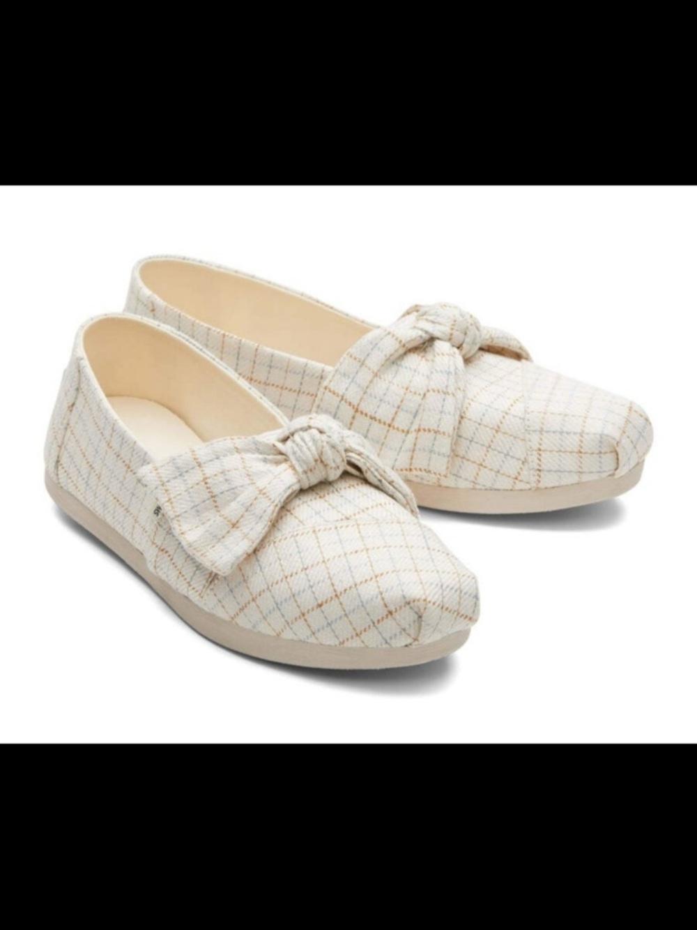 TOMS Alpargata Natural Spring Check Bow Size 5